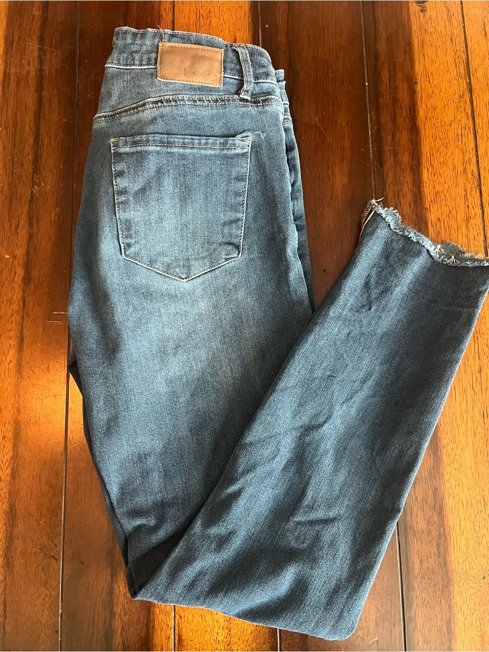 Leith Dark Blue Skinny Jeans with Frayed Hem